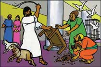 89. Jésus chasse les vendeurs du Temple